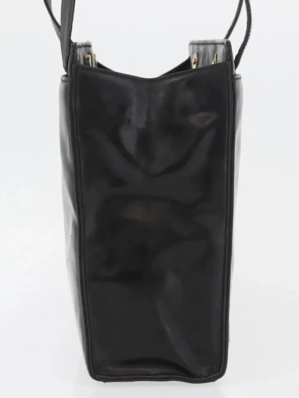 CHANEL Tote Bag Patent leather Black Gold CC Auth bs34158